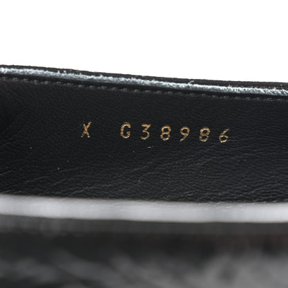 Chanel Lambskin Patent Calfskin Cap Toe Ankle Chain Ballerina Flats 38 Black 9 of 10