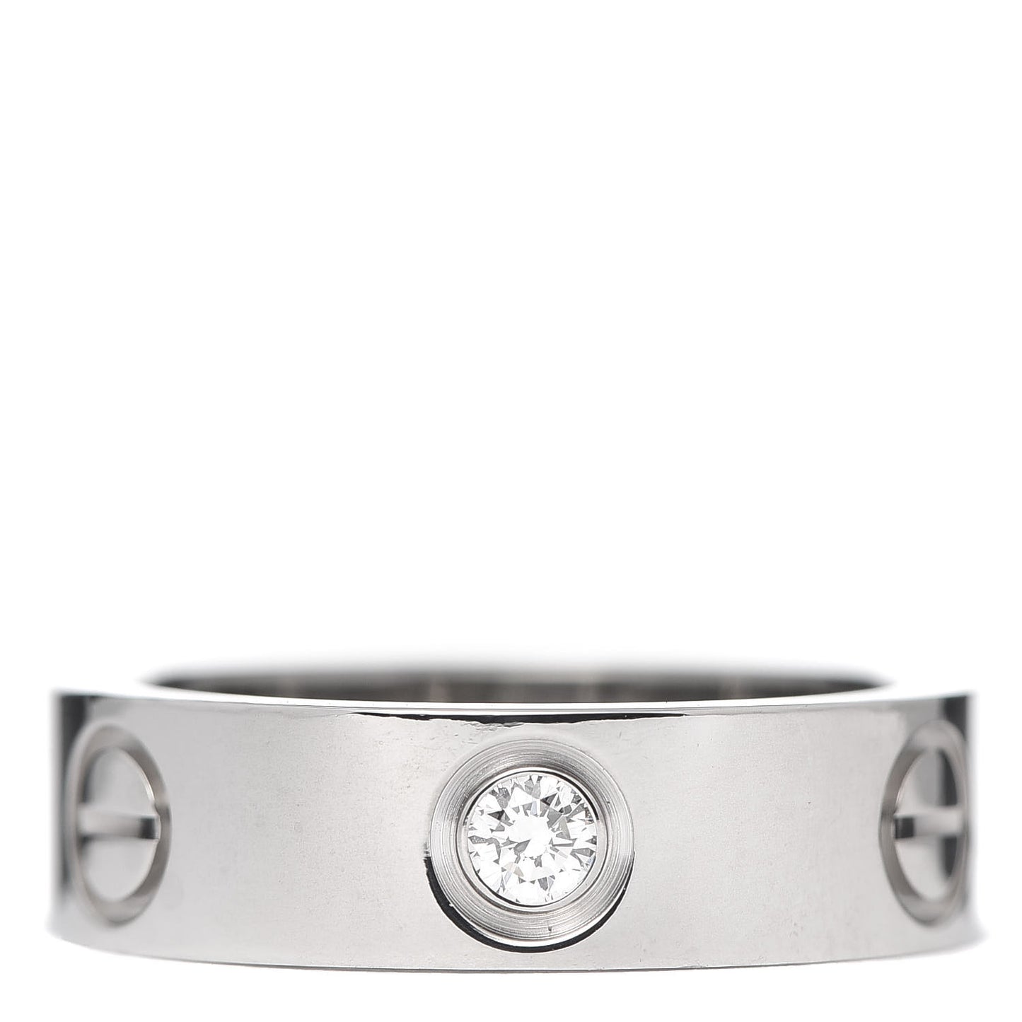 18K White Gold 3 Diamond 5.5mm LOVE Ring 51 5.75