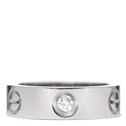 Cartier 18K White Gold 3 Diamond 5.5mm LOVE Ring 51 5.75 3 of 4