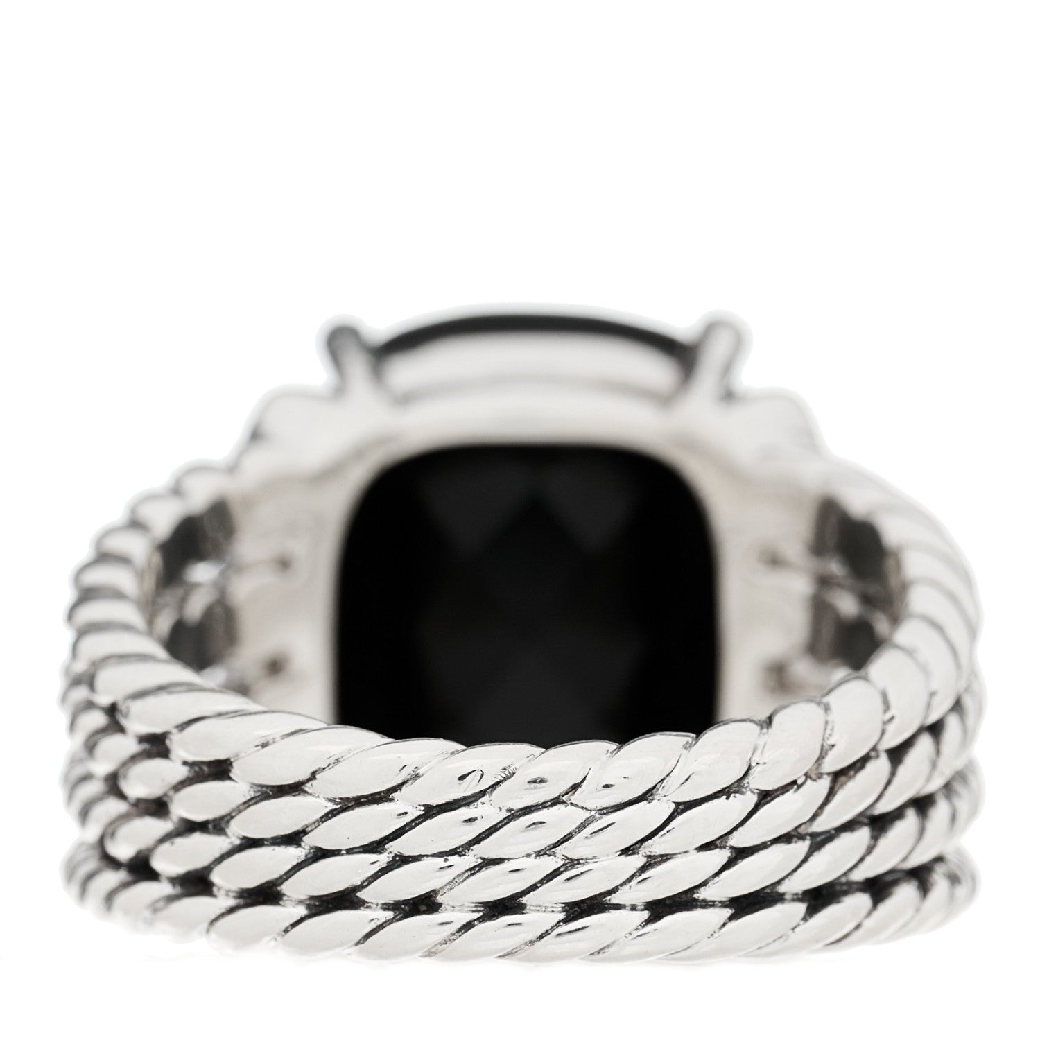 David Yurman Sterling Silver Diamond Black Onyx 16mm Wheaton Ring 60 9 3 of 4