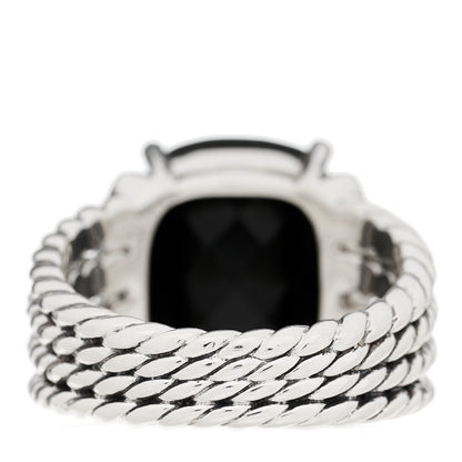 David Yurman Sterling Silver Diamond Black Onyx 16mm Wheaton Ring 60 9 3 of 4