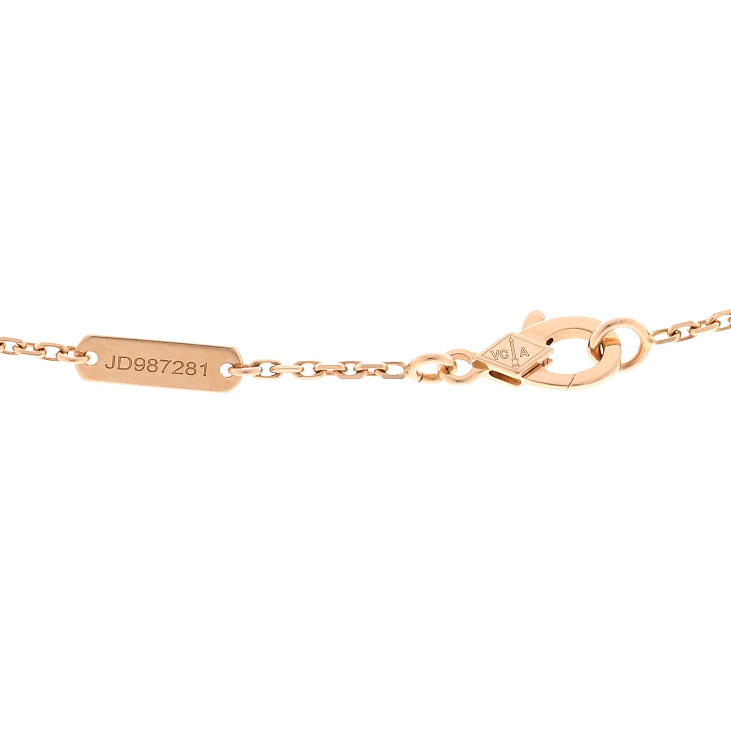 Van Cleef & Arpels 18K Rose Gold Diamond Silver Obsidian Vintage Alhambra Pendant Necklace 4 of 5