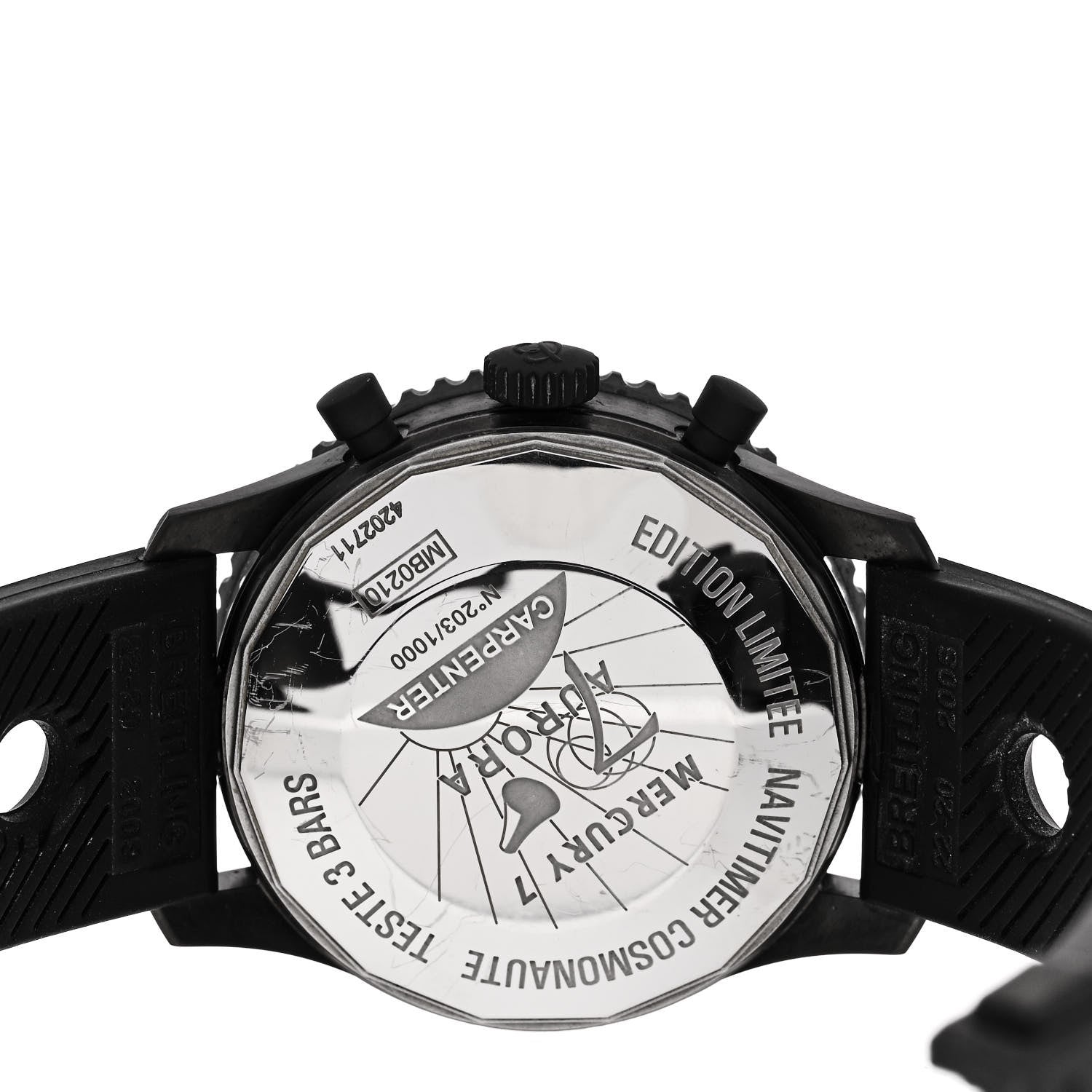 Breitling Black Steel Rubber 43mm Navitimer Cosmonaute Limited Edition Chronograph Manual Winding Watch Black MB0210B6 4 of 4