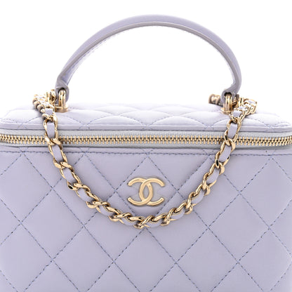 Chanel Lambskin Quilted Small Top Handle Vanity Case With Chain Light Purple 8 of 12