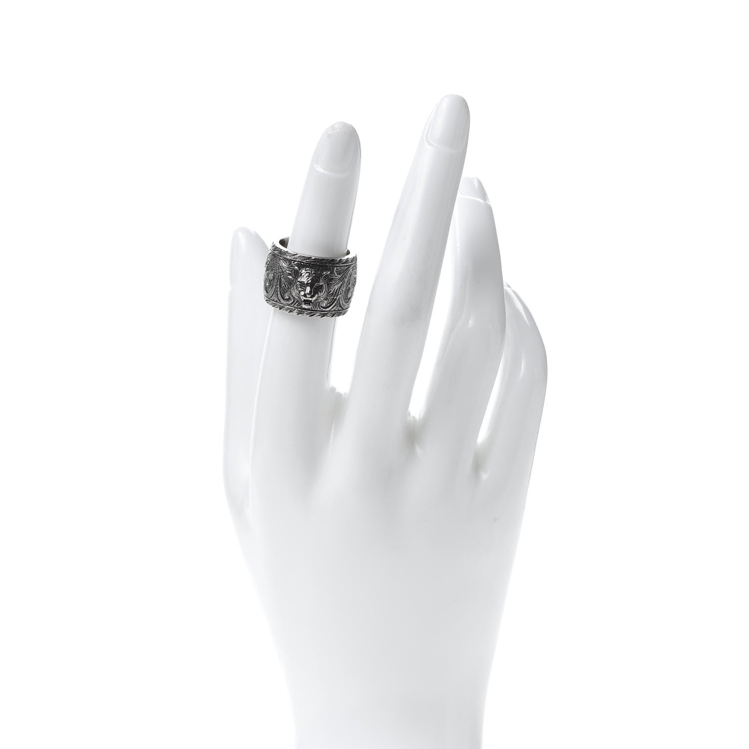 Gucci Sterling Silver Wide Feline Band Ring 53 6.25 2 of 4