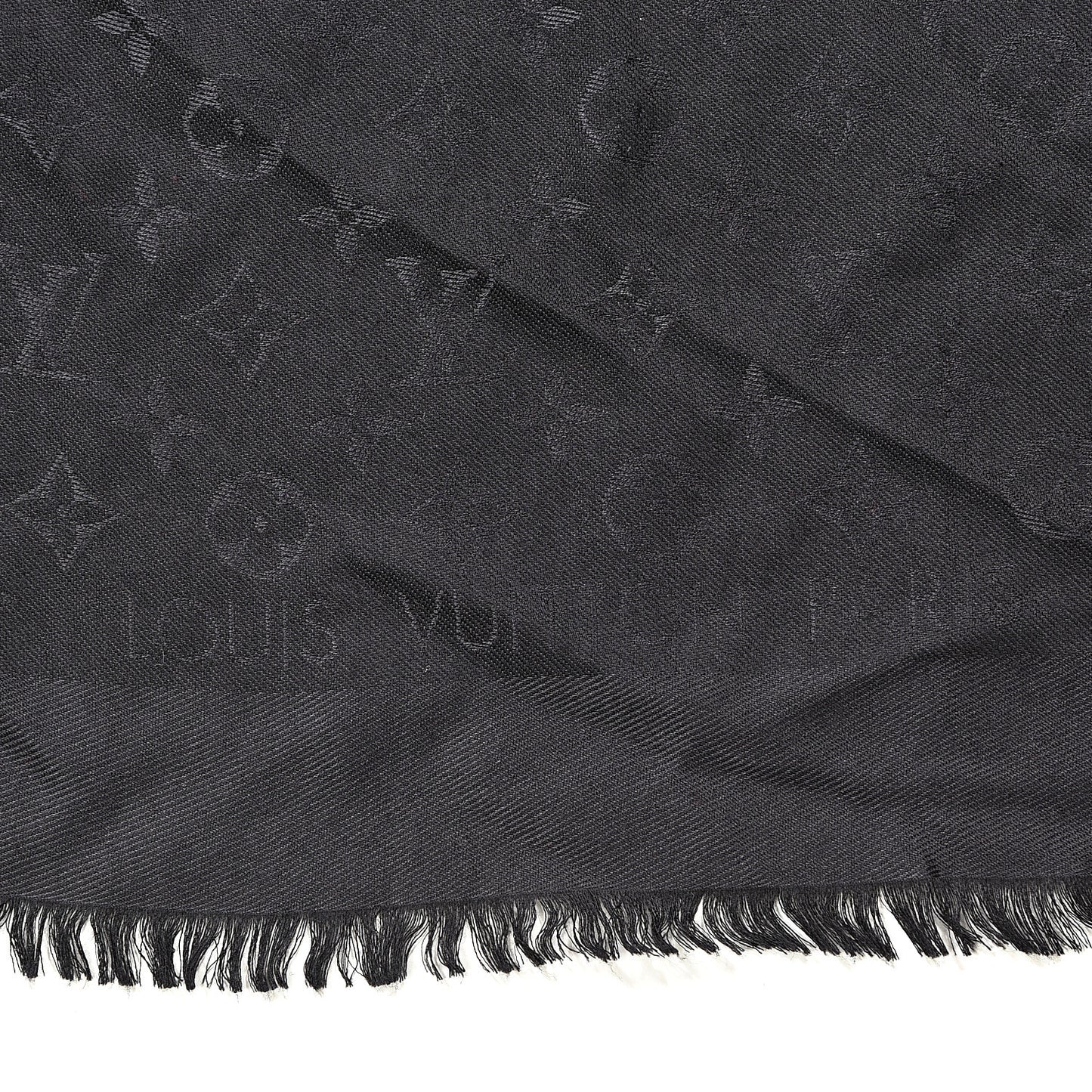 Silk Wool Monogram Shawl Anthracite