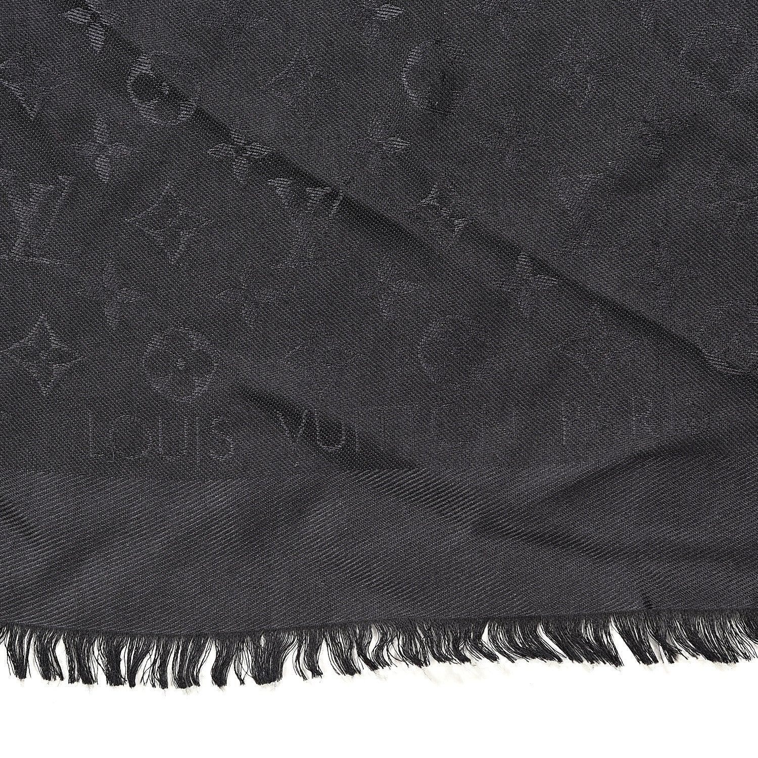 Louis Vuitton Silk Wool Monogram Shawl Anthracite 3 of 5