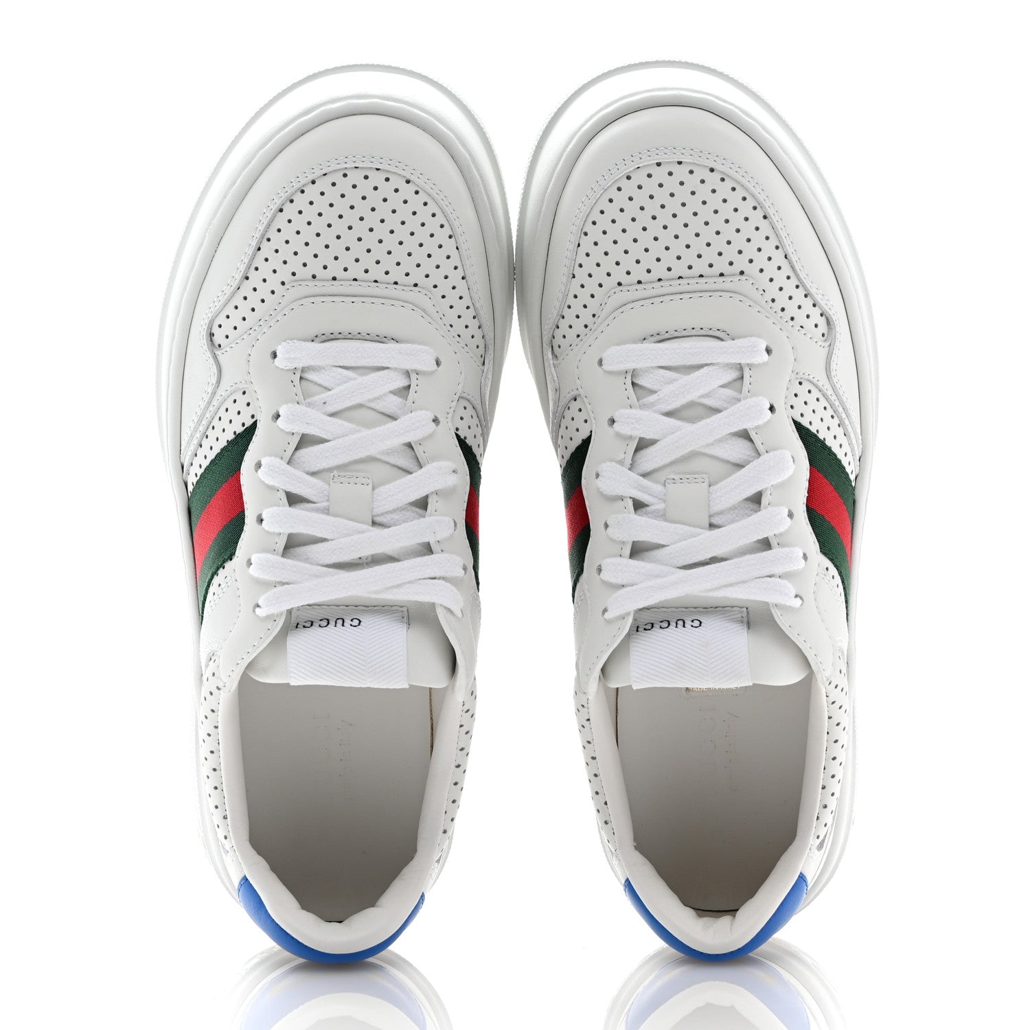 Gucci Calfskin Web Perforated Womens Platform 55mm Sneakers 38.5 White Bright Splash 2 of 9