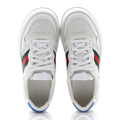 Gucci Calfskin Web Perforated Womens Platform 55mm Sneakers 38.5 White Bright Splash 2 of 9