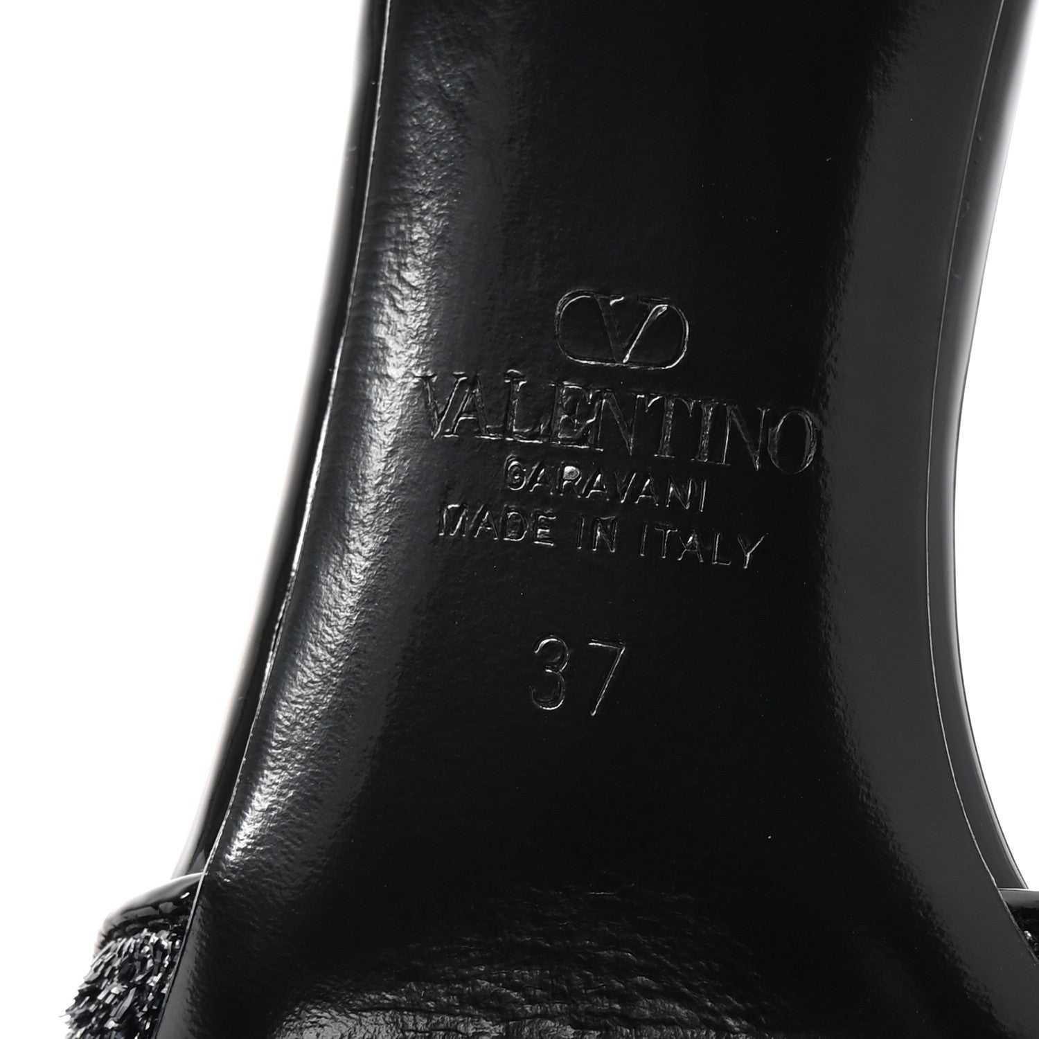Valentino Garavani Sequin Fringed Vlogo Slingback Pumps 37 Black 7 of 10