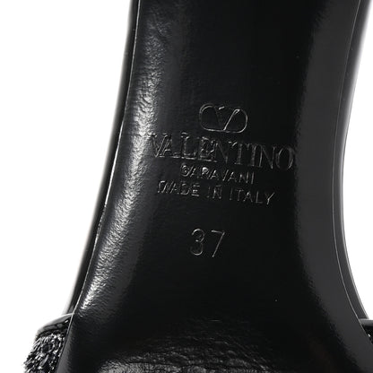 Valentino Garavani Sequin Fringed Vlogo Slingback Pumps 37 Black 7 of 10