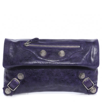 Balenciaga Agneau Giant Silver Hardware Envelope Clutch Dark Violet 1 of 7