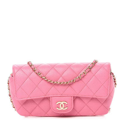 Chanel Caviar Quilted Glasses Case With Chain Pink 1 of 12
