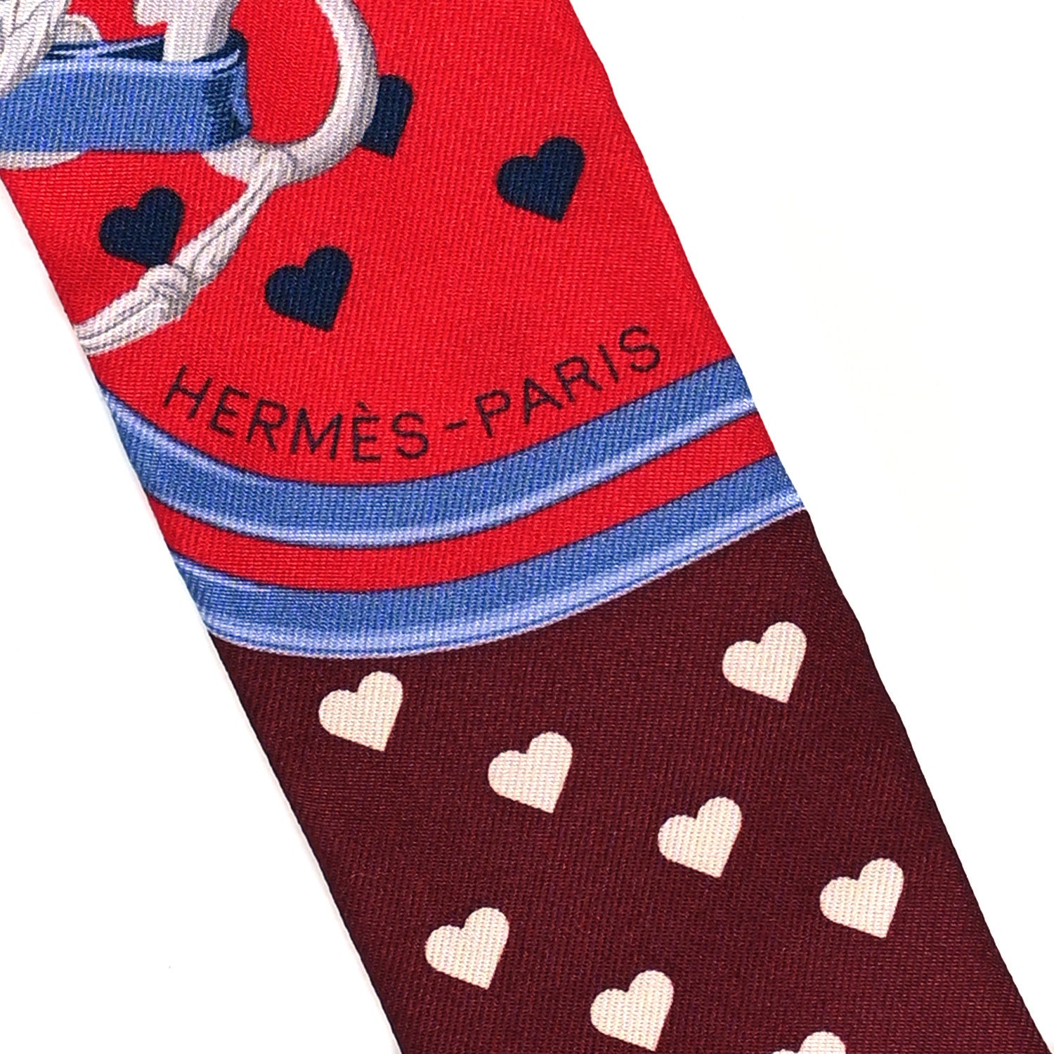 Hermes Silk Brides de Gala Love Twilly Rouge Bleu Bordeaux 3 of 5