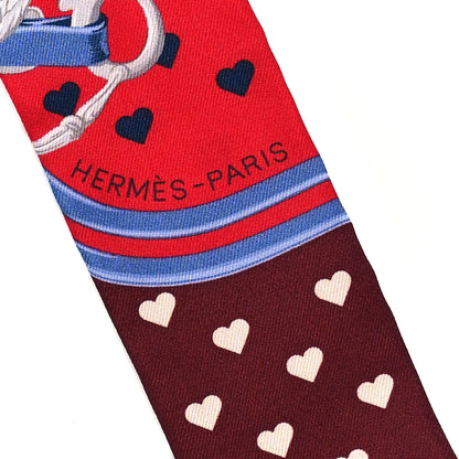 Hermes Silk Brides de Gala Love Twilly Rouge Bleu Bordeaux 3 of 5