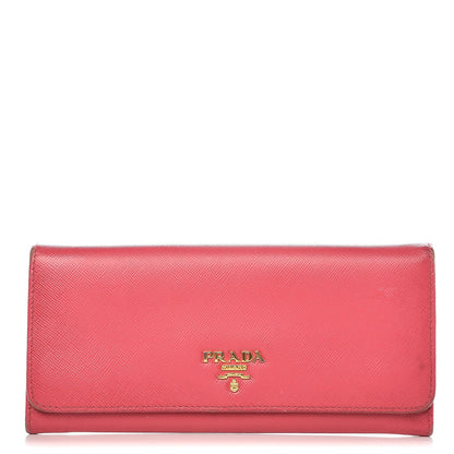 Prada Saffiano Metal Continental Flap Wallet Peonia 1 of 12