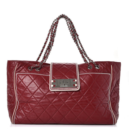 Chanel Lambskin Quilted East West Large Tote Red 1 of 9