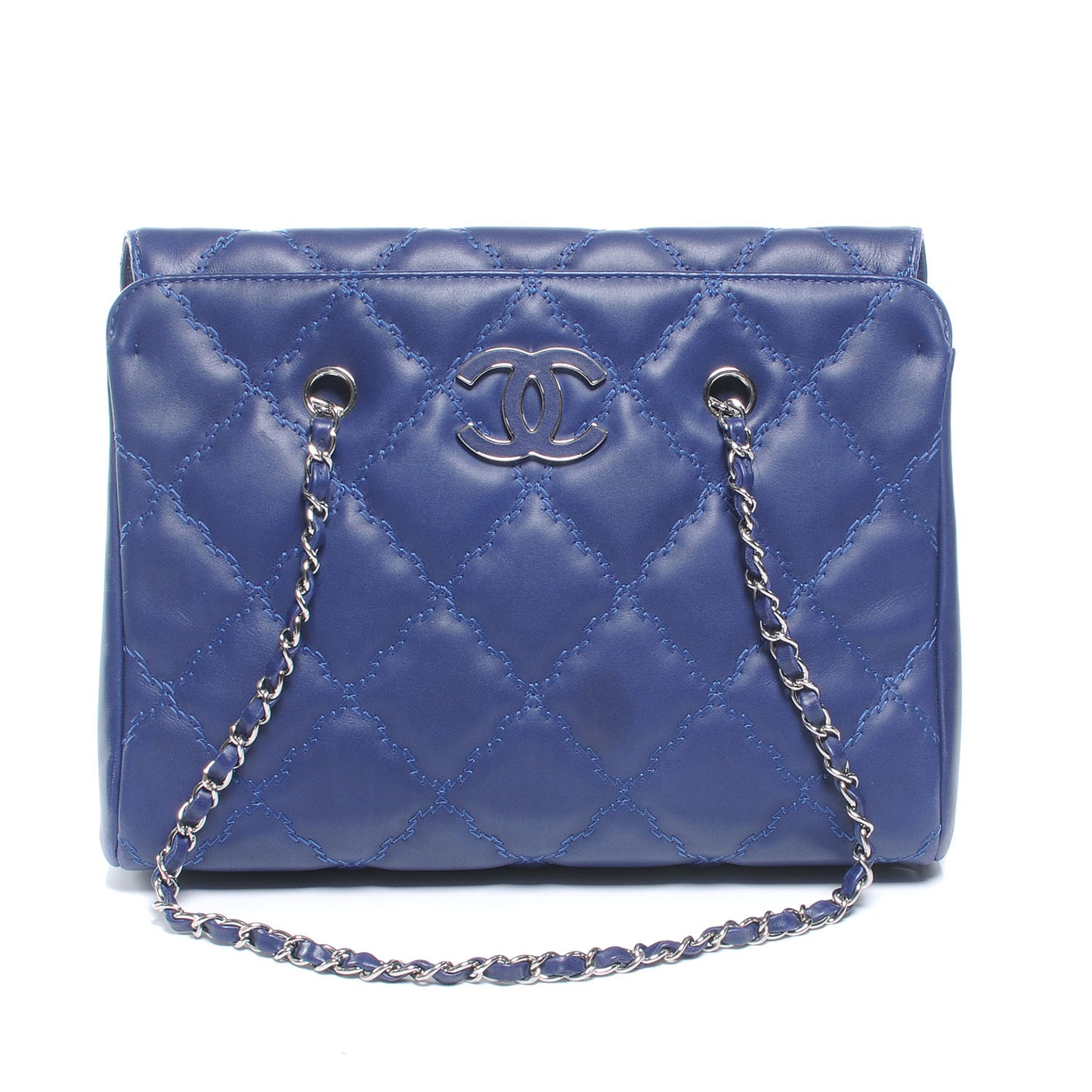 Lambskin Hamptons Large Shopping Bag Dark Blue