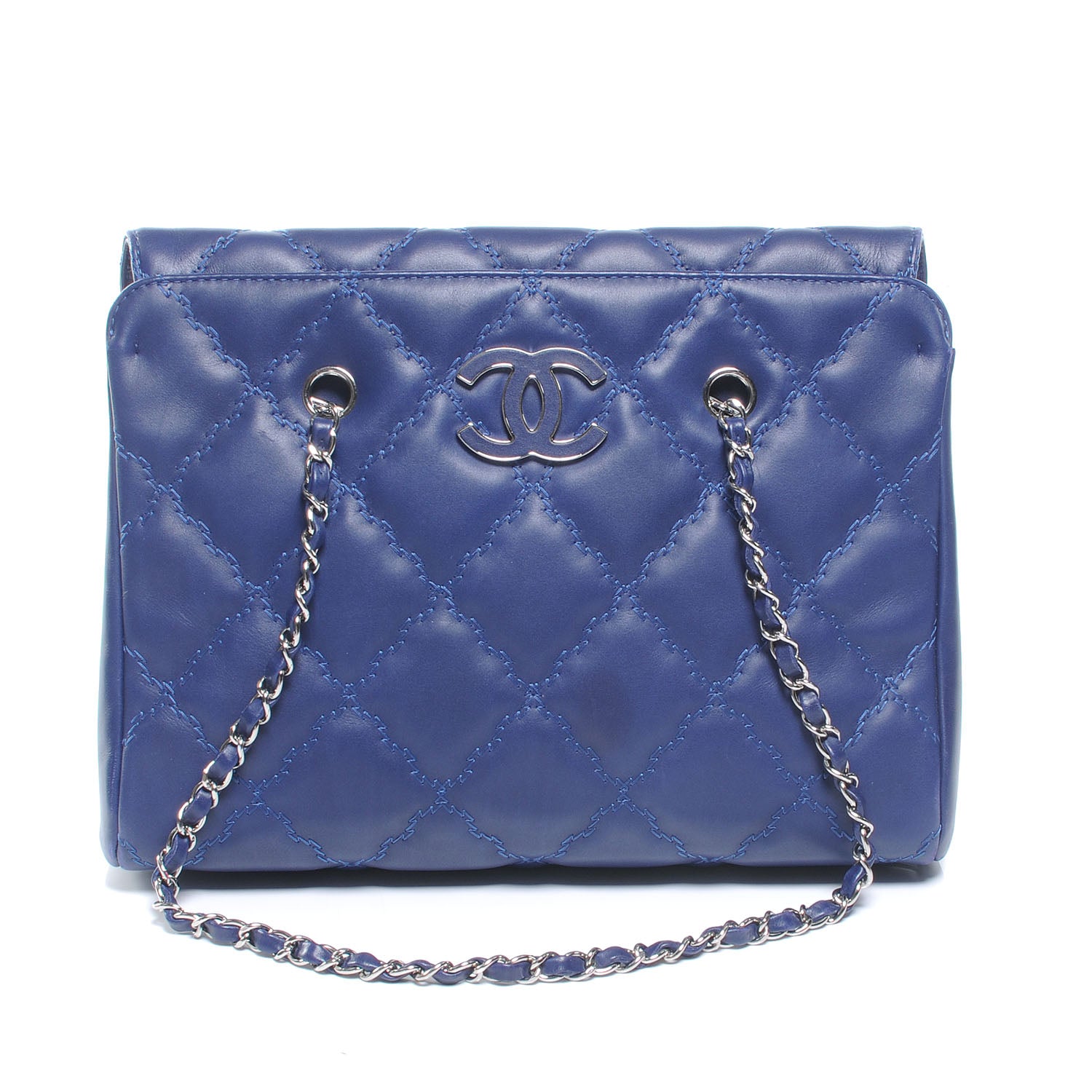 Chanel Lambskin Hamptons Large Shopping Bag Dark Blue 1 of 7