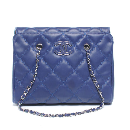 Chanel Lambskin Hamptons Large Shopping Bag Dark Blue 1 of 7
