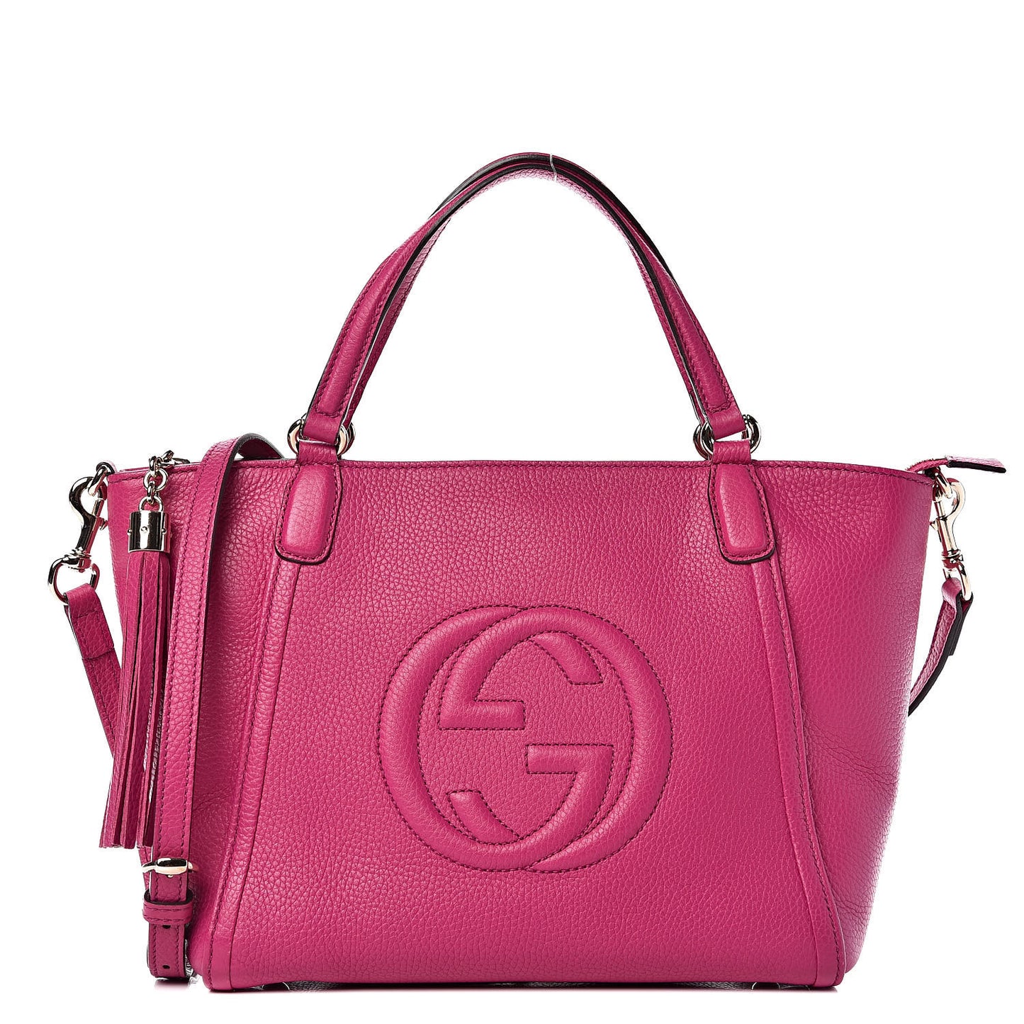 Pebbled Calfskin Small Soho Top Handle Bag Bright Bougainvillea