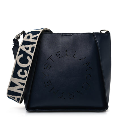 Stella McCartney Eco Alter Nappa Perforated Logo Mini Crossbody Navy 1 of 9