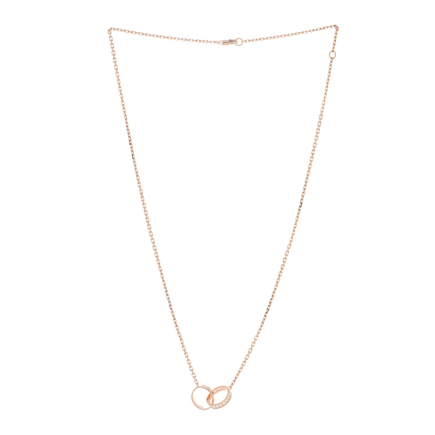 18K Pink Gold Diamond Interlocking LOVE Necklace