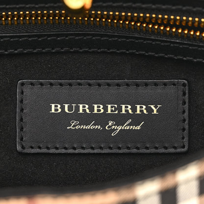 Burberry Calfskin Haymarket Check Small Bridle Satchel Black 6 of 17