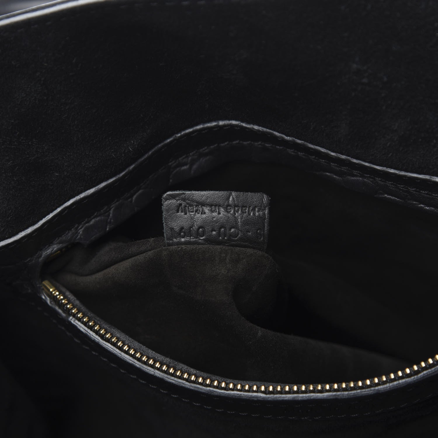 Celine Crocodile Embossed Calfskin Medium Phantom Luggage Black 6 of 14