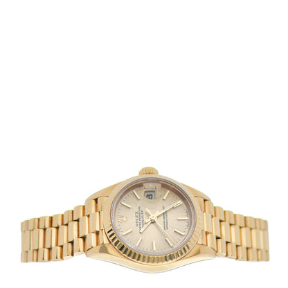 Rolex 18K Yellow Gold 26mm Oyster Perpetual Datejust President Watch Champagne 69178 2 of 5