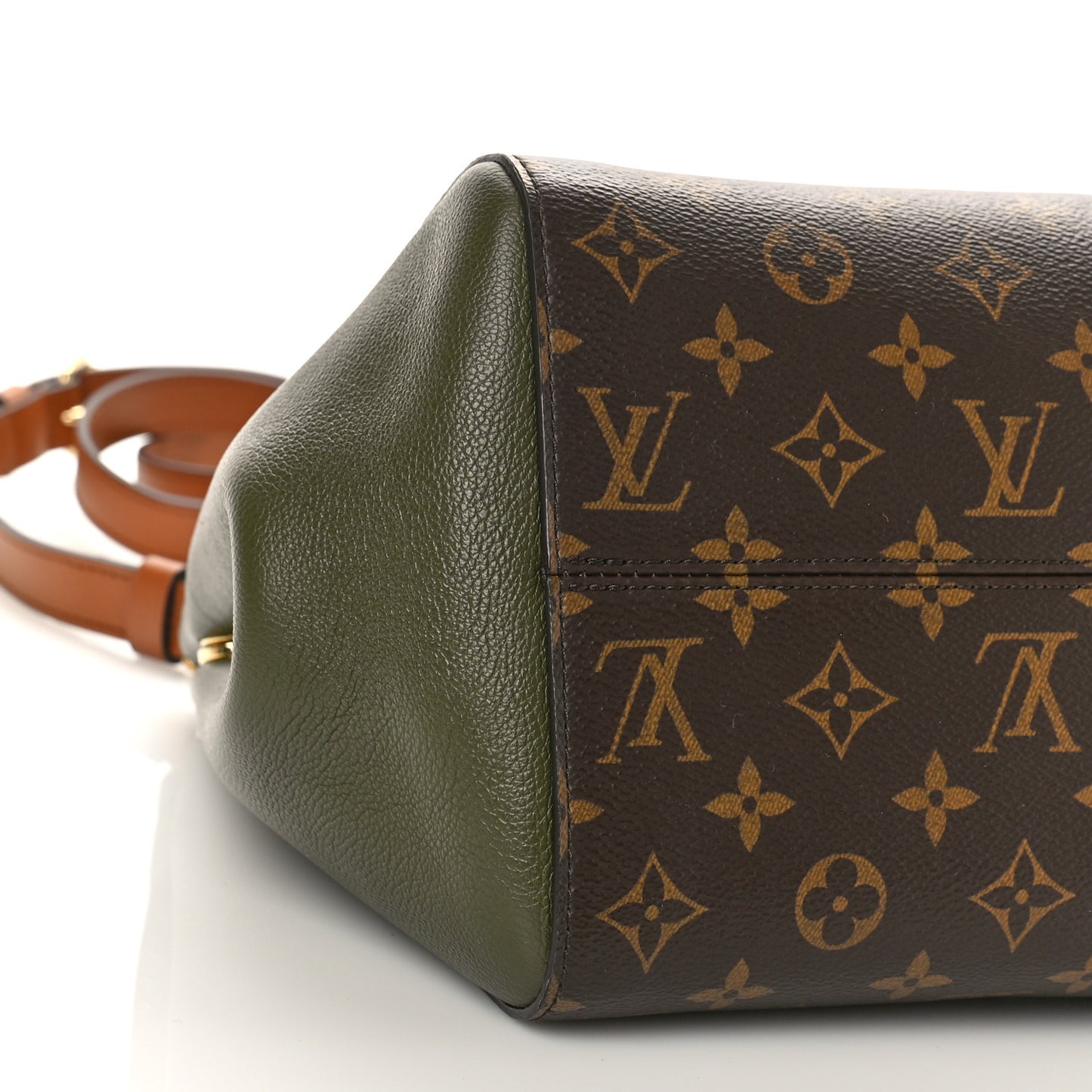 Calfskin Monogram Fold Tote PM Cream Khaki Black