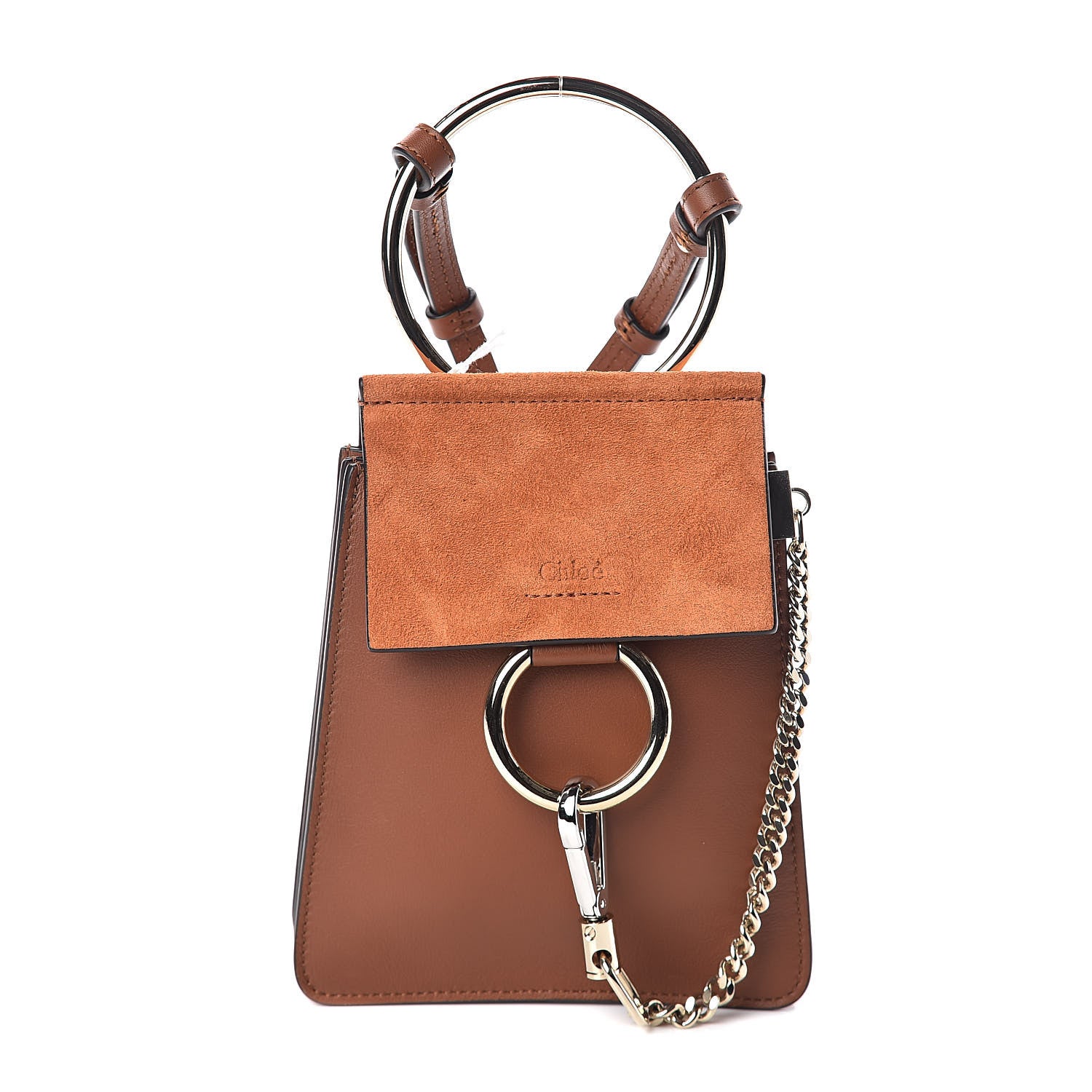 Chloe Suede Calfskin Mini Faye Bracelet Bag Tobacco 1 of 9
