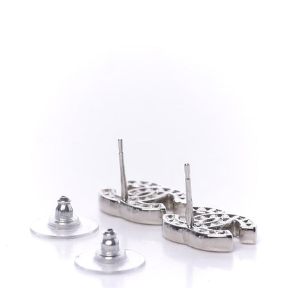 Chanel Baguette Crystal CC Earrings Silver 3 of 5
