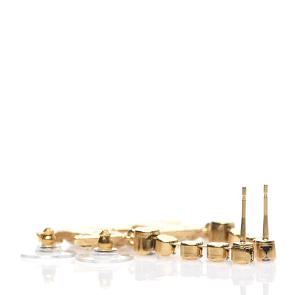 Chanel CC Crystal Drop Earrings Gold 3 of 4