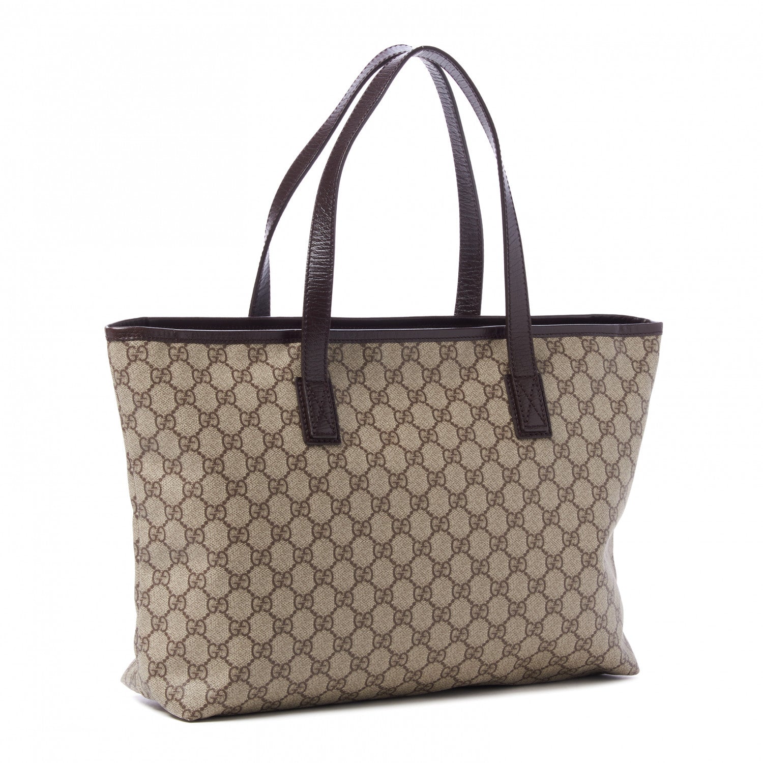 Gucci GG Supreme Monogram Medium Zippered Shopping Tote Dark Brown 3 of 9