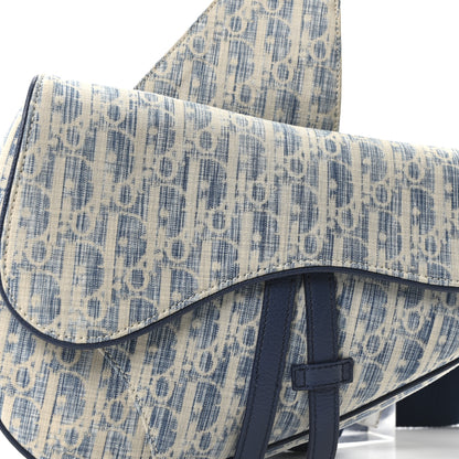 Christian Dior Denim Jacquard Oblique Kasuri Mens Saddle Bag Kasuri Blue White 7 of 9