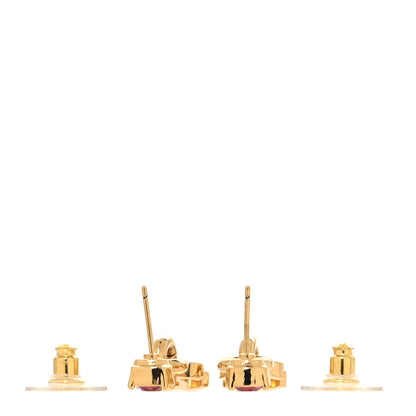 Chanel Crystal CC Drop Earrings Gold Pink 3 of 5