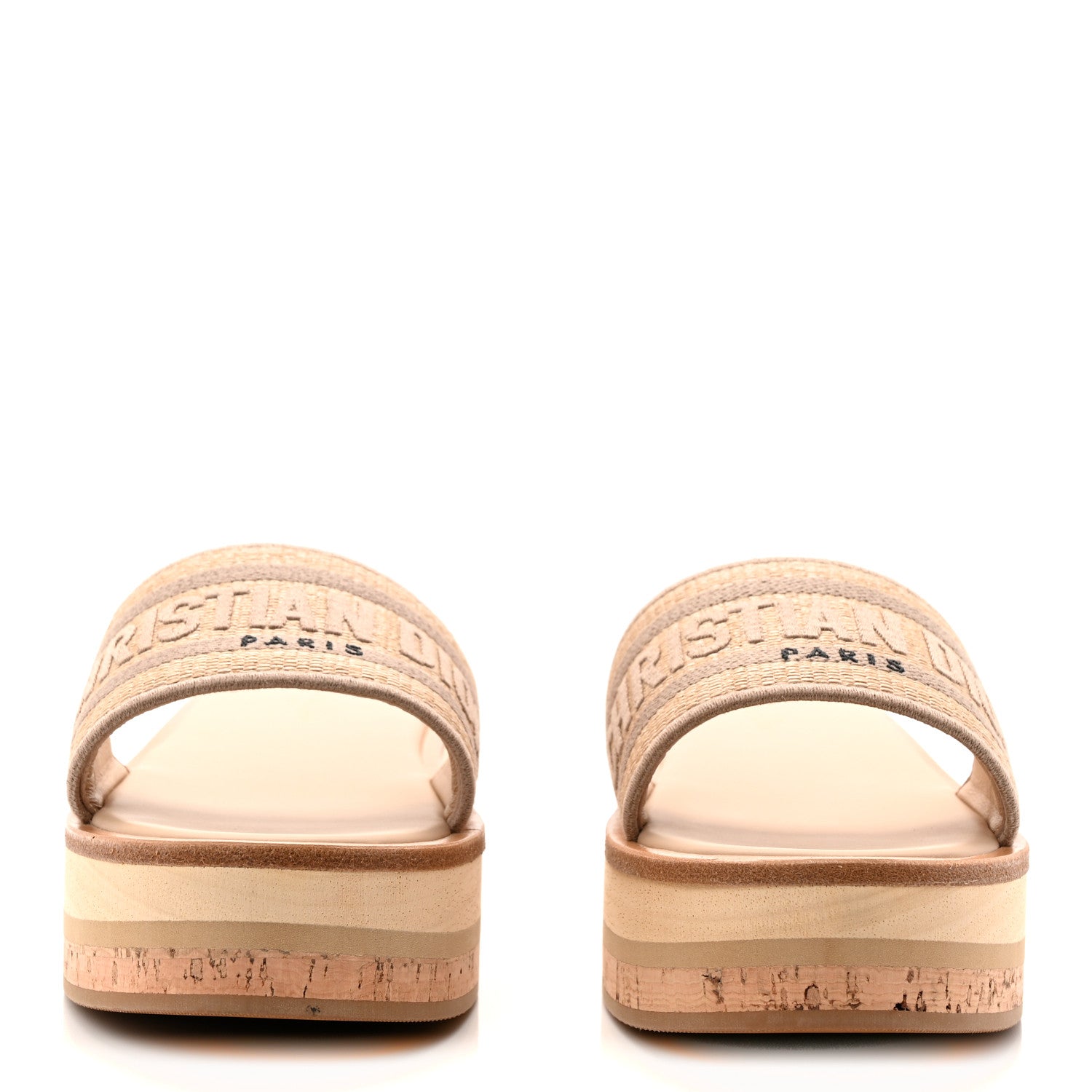 Christian Dior Raffia Dioriviera Embroidered Dway Platform Slide