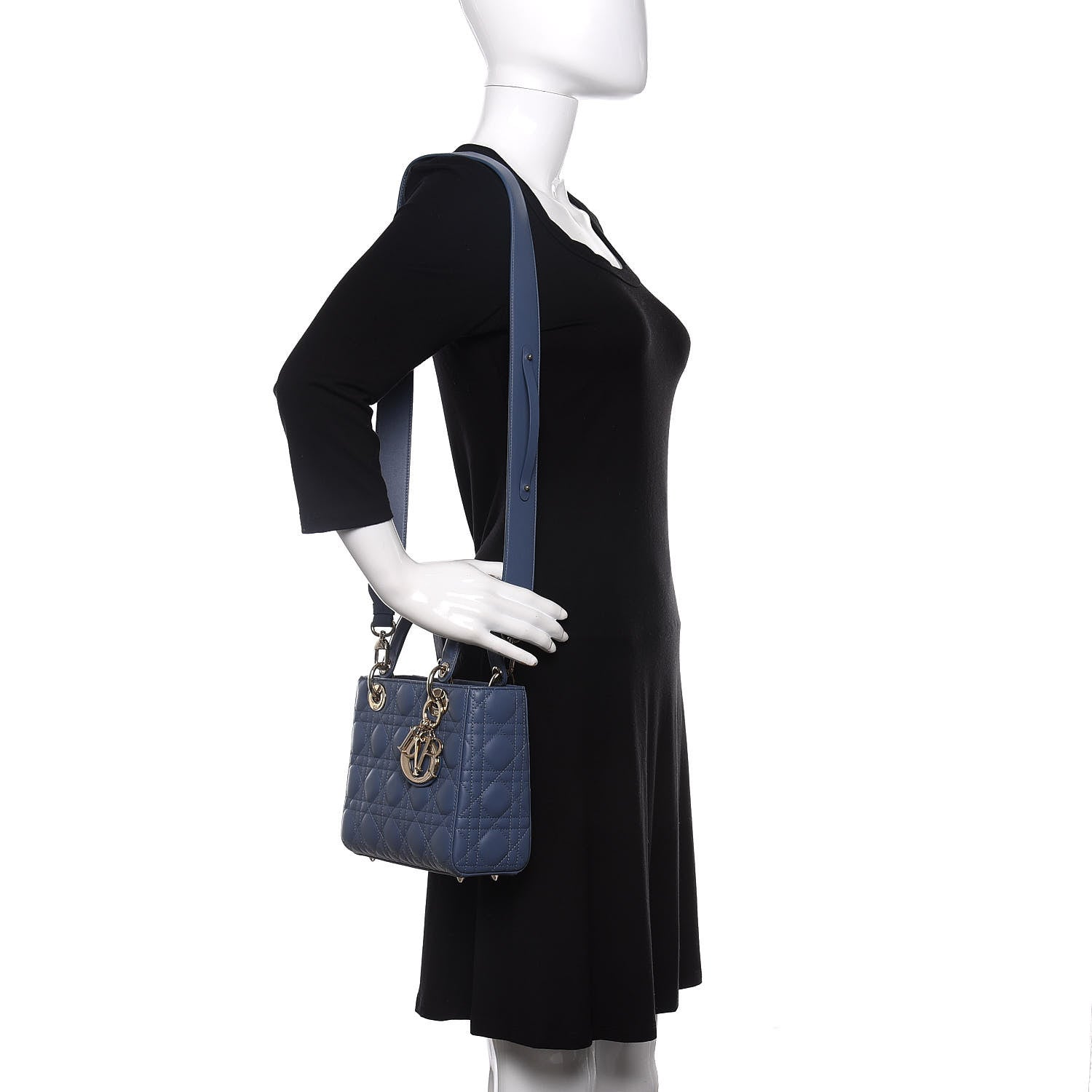 Christian Dior Lambskin Cannage Small My ABCDior Lady Dior Denim Blue 2 of 9
