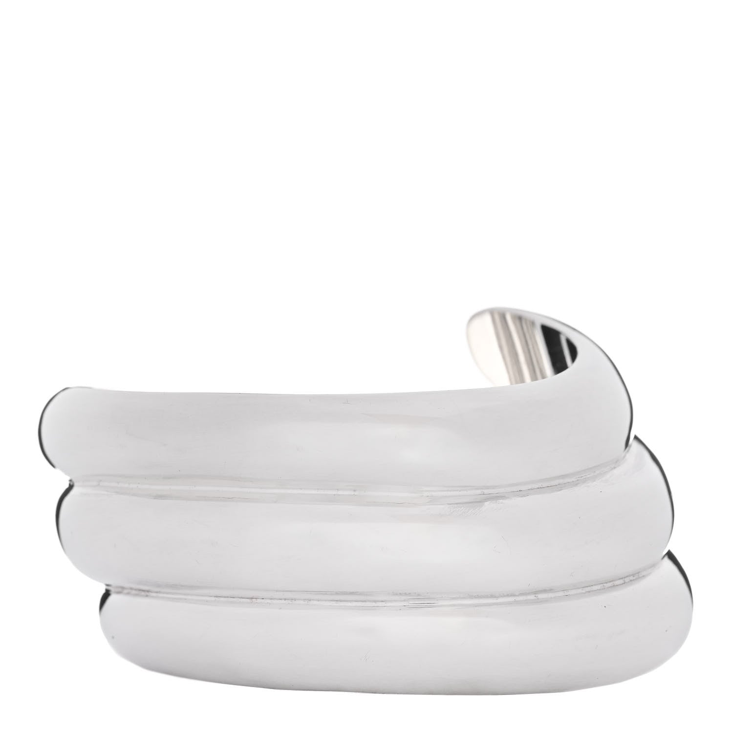 Gucci Sterling Silver Wide Puffy 3 Row Cuff Bracelet 1 of 4
