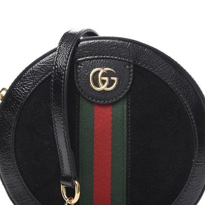Gucci Suede Patent Web Mini Ophidia Round Shoulder Bag Black 10 of 10