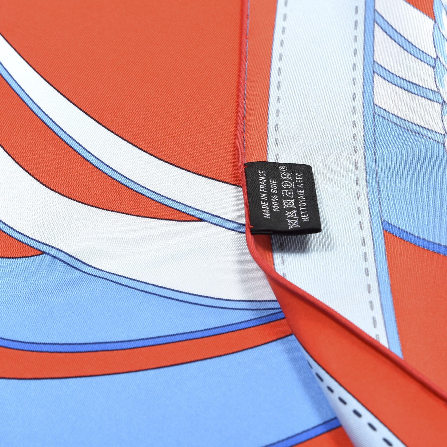 Hermes Silk La Promenade Du Matin Giant Pointe Triangle Scarf Rouge Bleu Blanc 3 of 3
