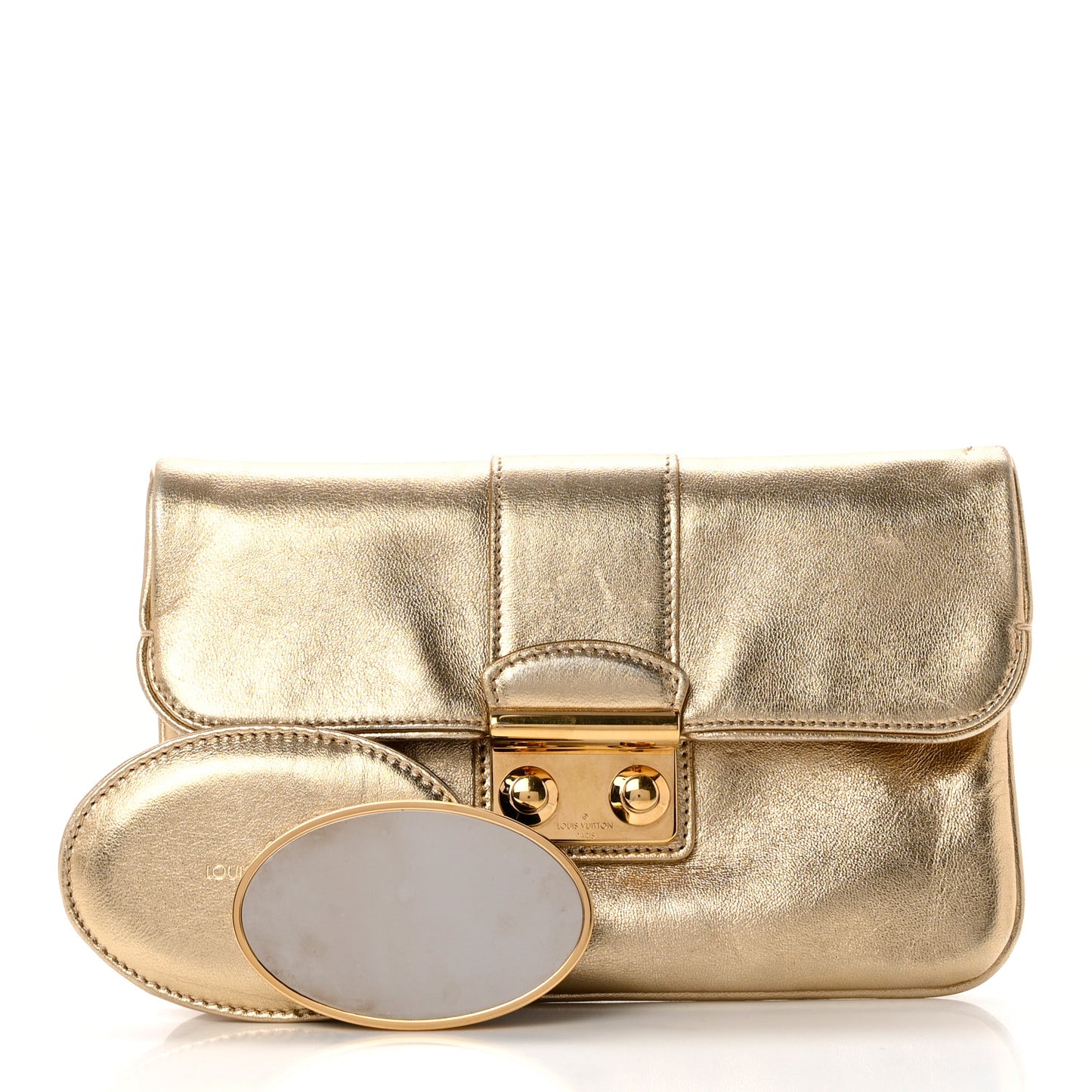 Metallic Calfskin Sofia Coppola Slim Clutch MM Gold