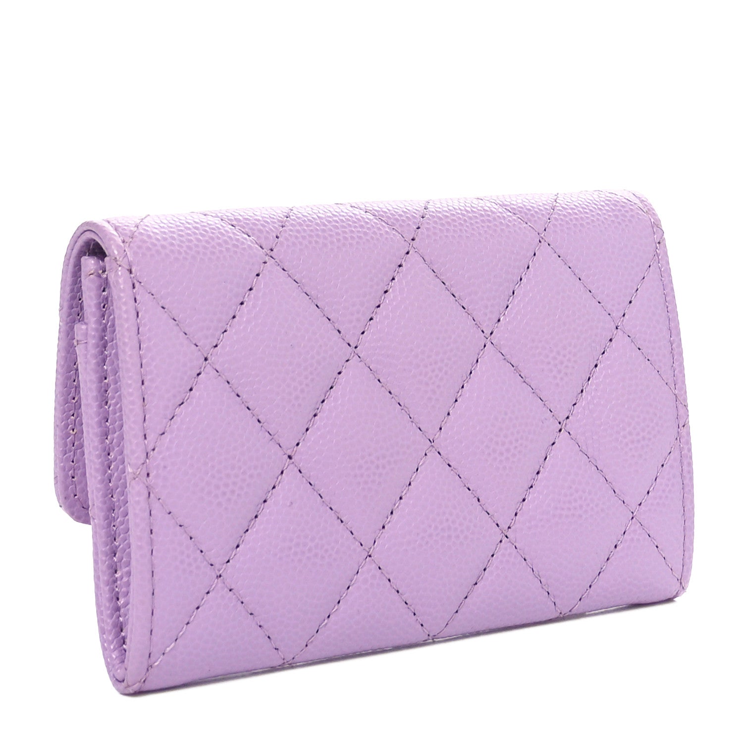 Chanel Caviar Quilted CC Logo Flap Card Holder Light Purple 3 of 10