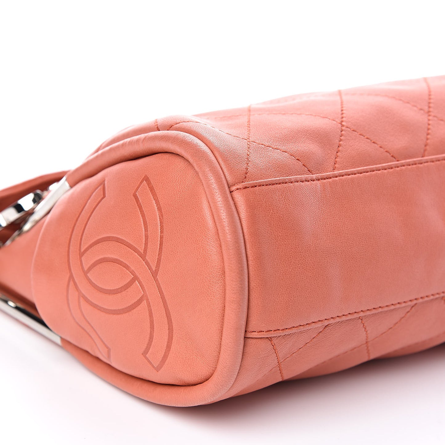 Lambskin Stitched Medium Ultimate Soft Tote Coral