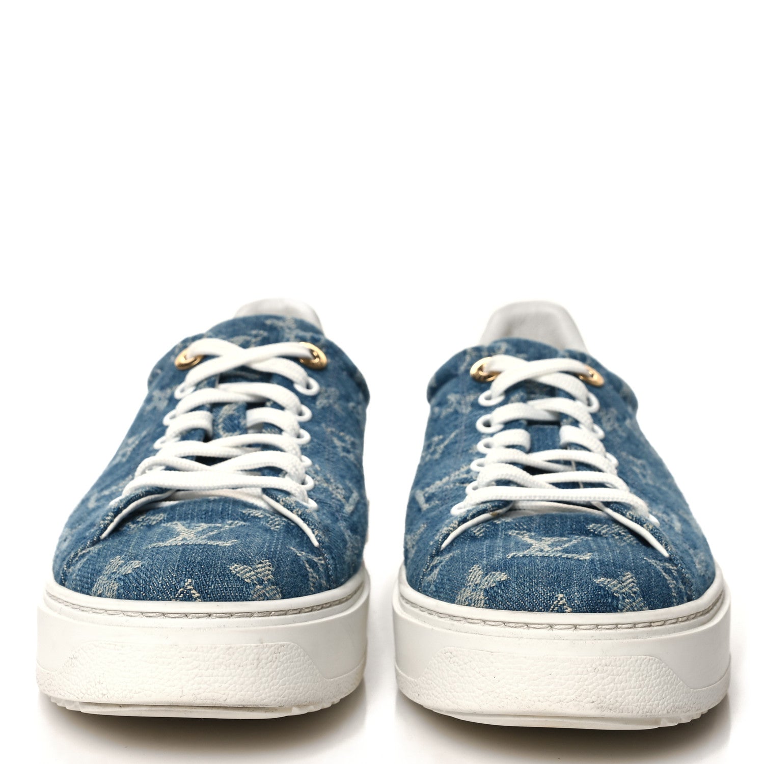Louis Vuitton Denim Monogram Time Out Sneakers 38.5 3 of 10
