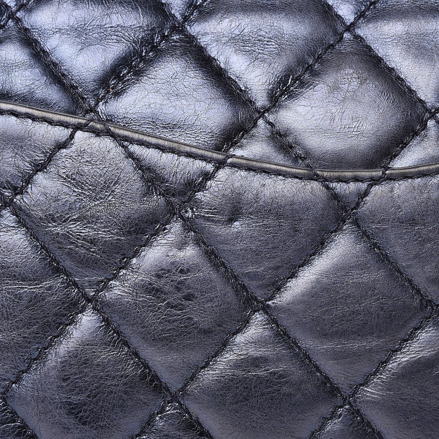 Metallic Calfskin Quilted 2.55 Reissue 227 Flap Dark Navy Blue