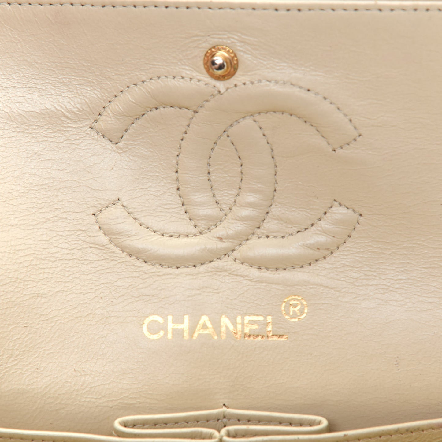 Lambskin Quilted Small Double Flap Beige