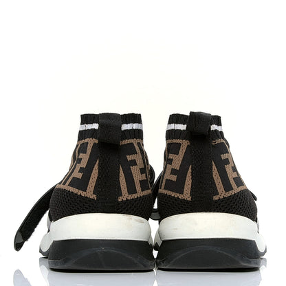 Fendi Stretch Yarn FF Stiff Band Rockoko Sneakers 40 Black White Tobacco 4 of 6
