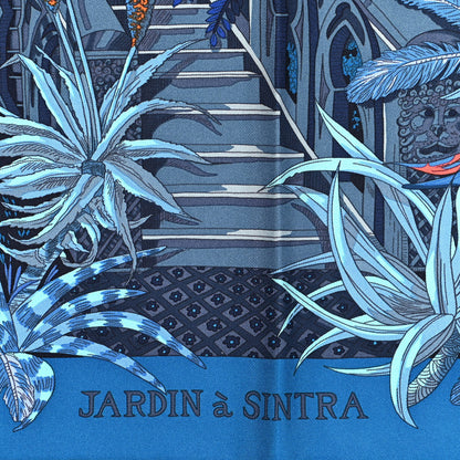 Hermes Silk Jardin A Sintra Scarf 90 Bleu Ultra Violet Orange 2 of 3